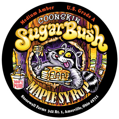 Coonskin Sugarbush Maple Syrup Label